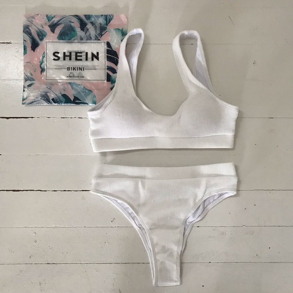 SHEIN White Rib High Waist Bikini